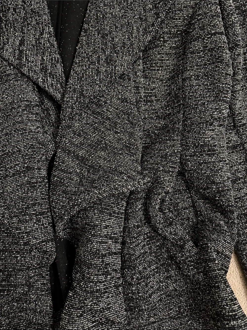 Women's Black Heather Open-Front Knit Jacket